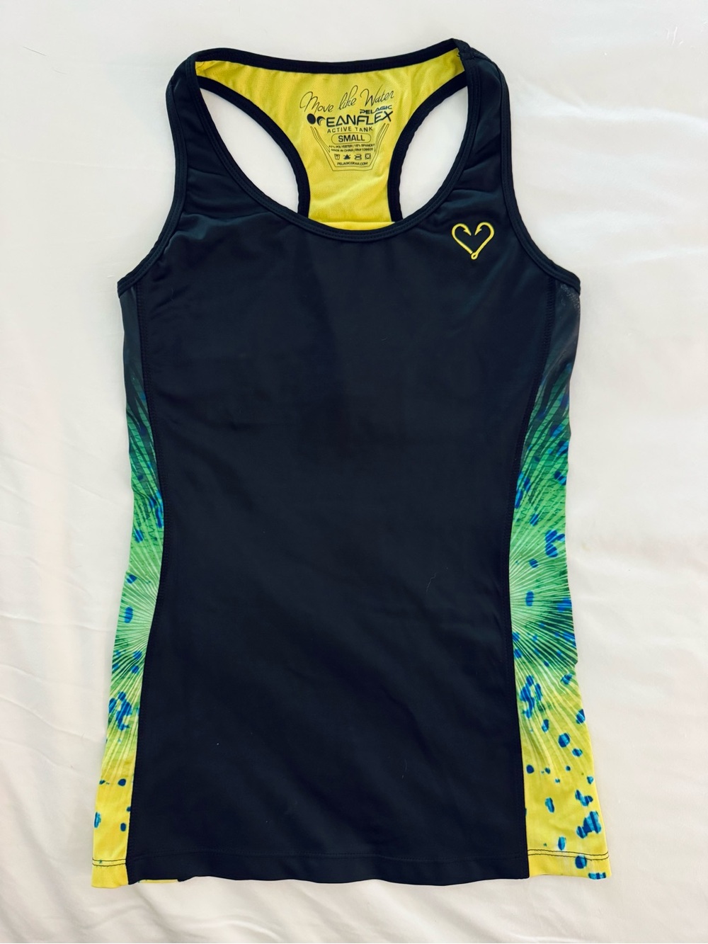 Pelagic Women’s Performance Racerback Athletic Tank with Mahi Print Side Panels